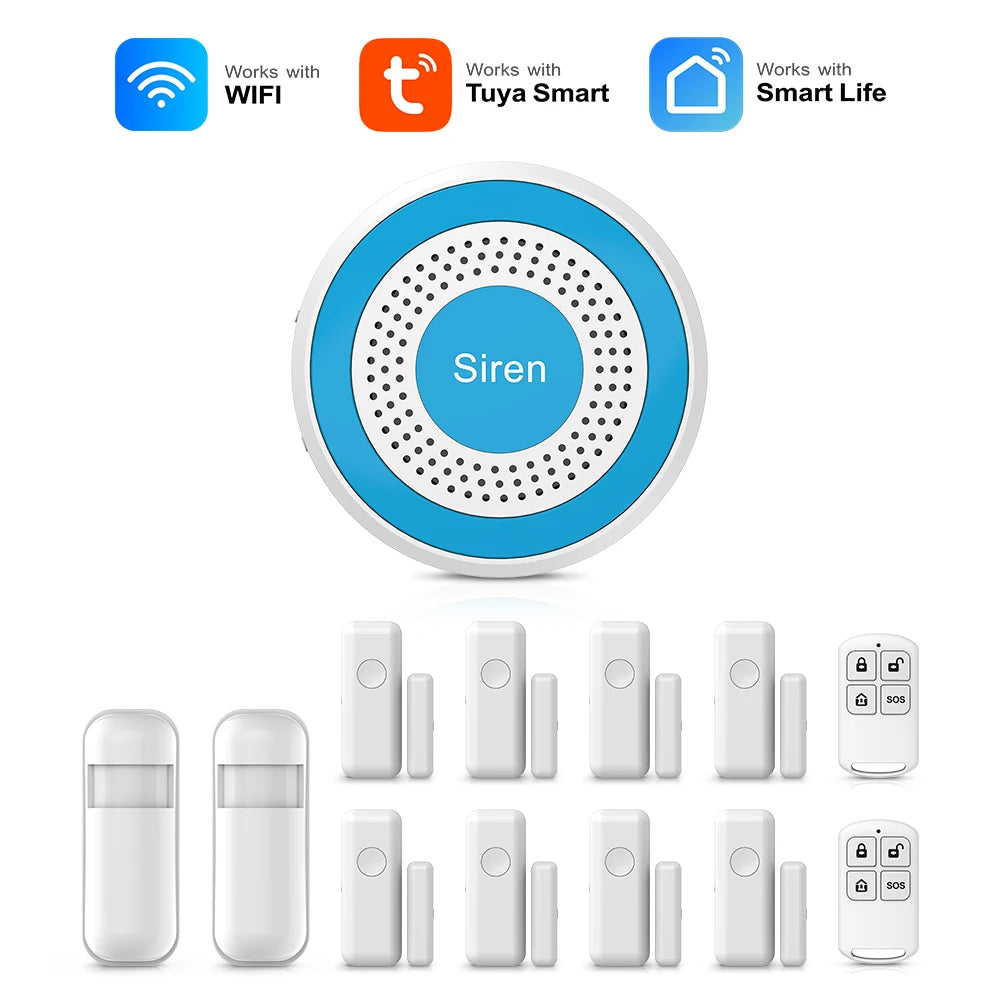PGST 519W – Système d’Alarme Maison Connecté WiFi Tuya, Alarme Sans Fil DIY avec Capteurs Porte/Fenêtre et Contrôle Smart Life & Alexa