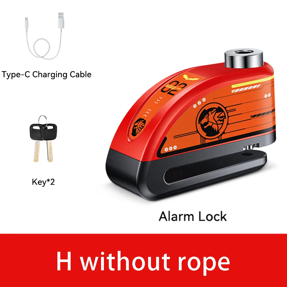 Rockbye Antivol à Disque avec Alarme 120 dB Rechargeable – Bloque-Disque Étanche pour Moto, Scooter et Vélo avec Câble de Sécurité