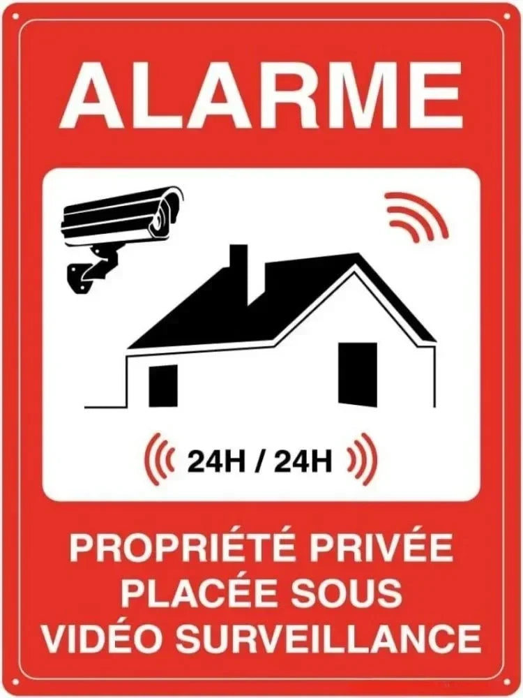 Panneau de Sécurité en Aluminium Renforcé – Vidéosurveillance, Propriété Privée, Accès Interdit pour Entrepôt et Locaux Professionnels