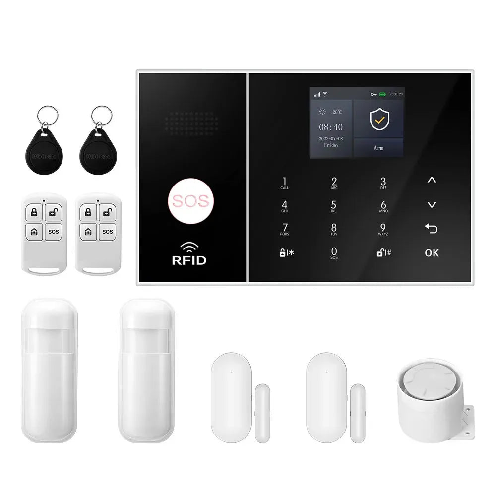 PGST A108F – Sistema de alarma de casa WiFi + 4G Tuya con detector de movimiento y captadores de puerta/ventana