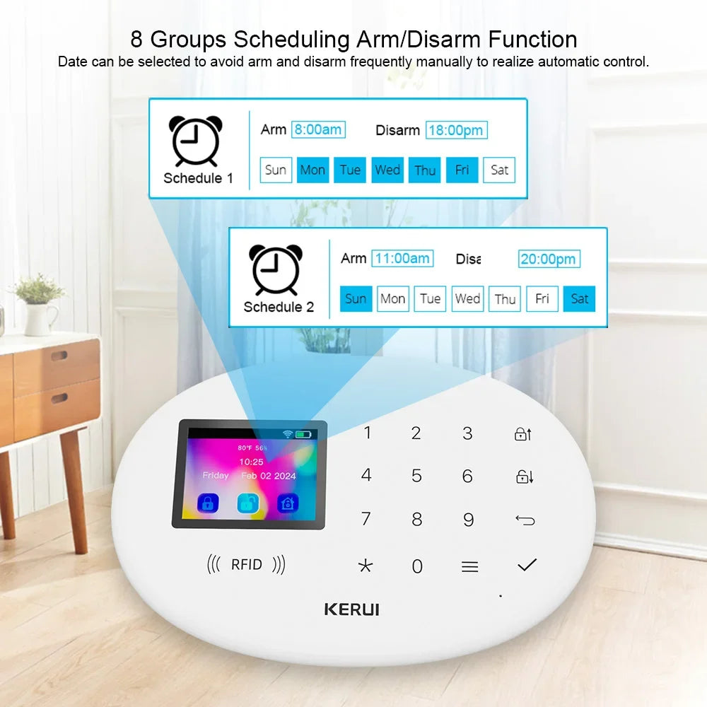 KERUI W202 – WLAN- und GSM-Hausalarmsystem ohne Filter, sichere Verbindung mit Bewegungsmelder und Tür-/Fensterschutz 