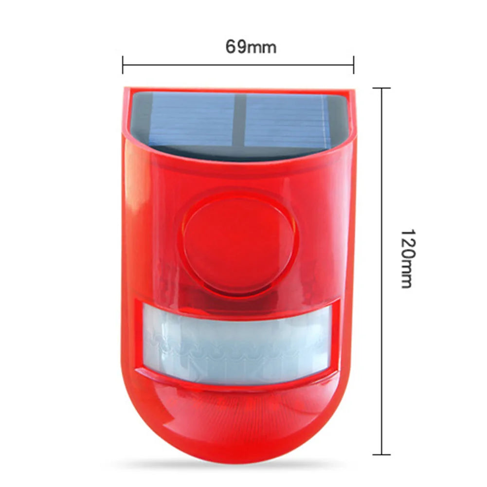 Solar-Infrarot-Außenalarm mit Bewegungsmelder und Fernsteuerung – Sirene und Blitz-LED für Garten, Villa, Bauernhof und Hof