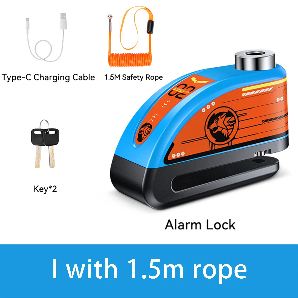 Rockbye Antivol à Disque avec Alarme 120 dB Rechargeable – Bloque-Disque Étanche pour Moto, Scooter et Vélo avec Câble de Sécurité