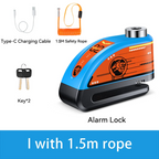 Rockbye Antivol à Disque avec Alarme 120 dB Rechargeable – Bloque-Disque Étanche pour Moto, Scooter et Vélo avec Câble de Sécurité