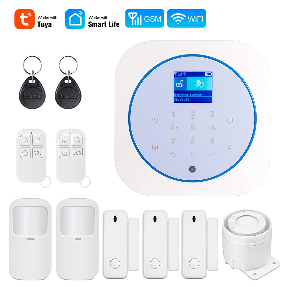 KERUI G12 – Sistema de alarma GSM Sans Fil con aplicación Tuya, Sirène y detectores de movimiento y apertura