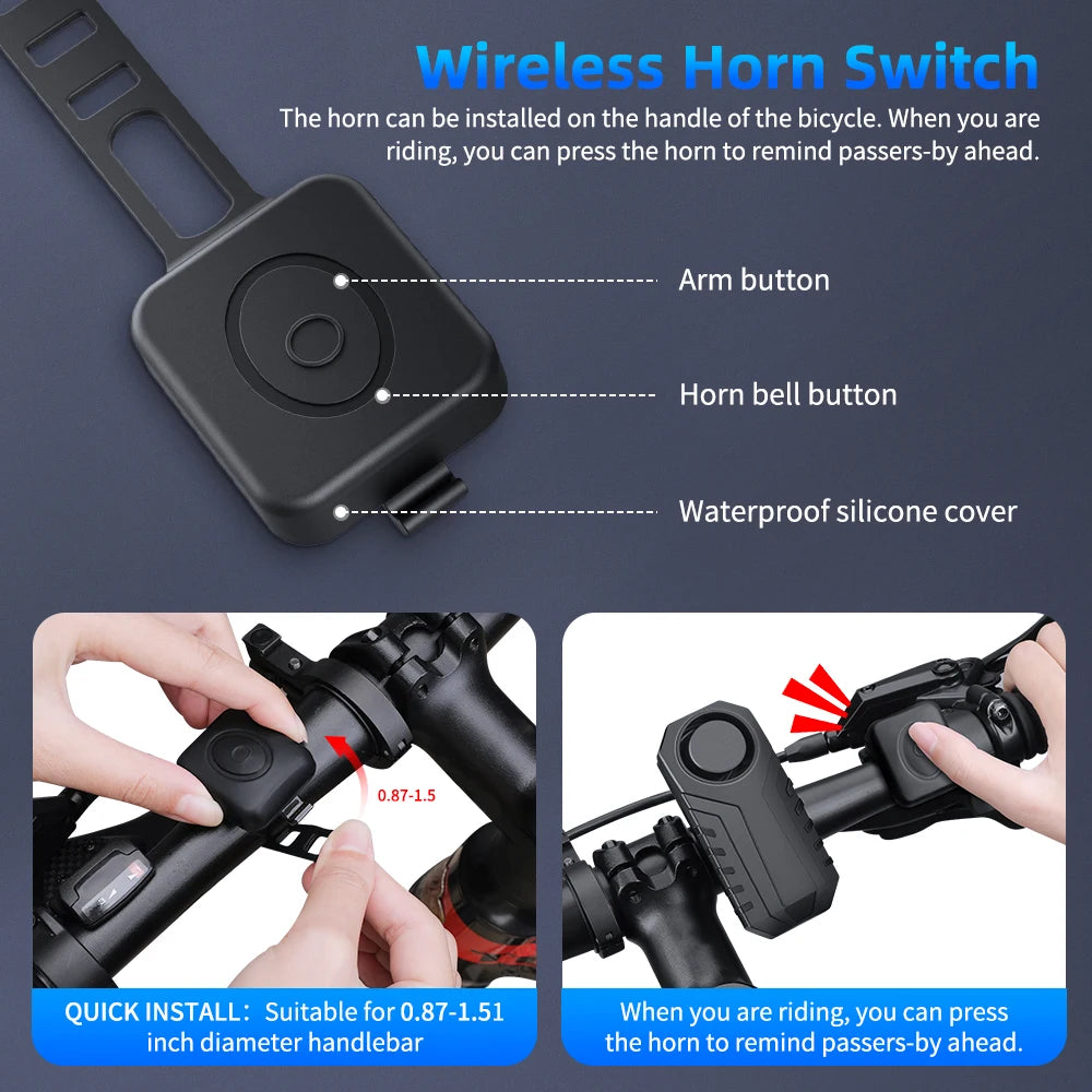 Alarme Antivol Étanche Elecpow 113 dB pour Vélo, Moto et Trottinette Électrique – Détecteur de Vibrations avec Télécommande Sans Fil