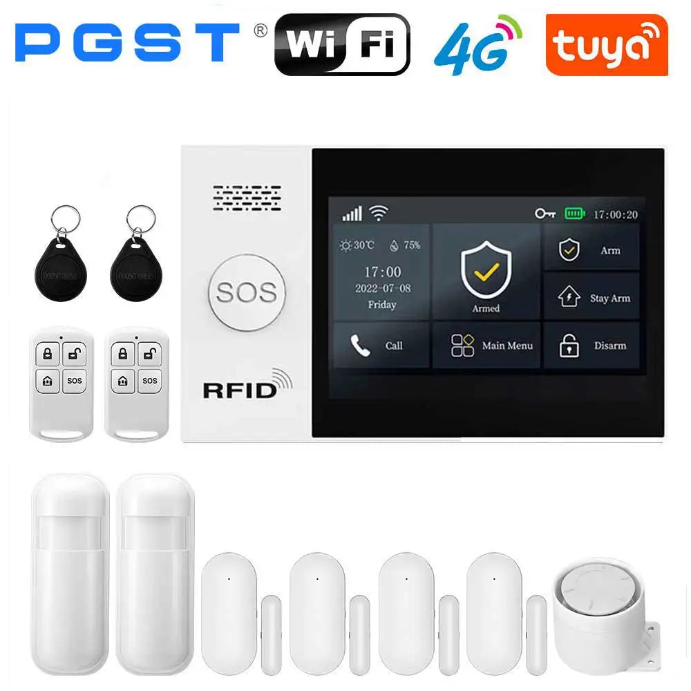 PGST 107-4G – Sistema de alarma de casa sin conexión Tuya WiFi y 4G, seguridad 433 MHz con aplicación Smart Life y compatibilidad con Alexa