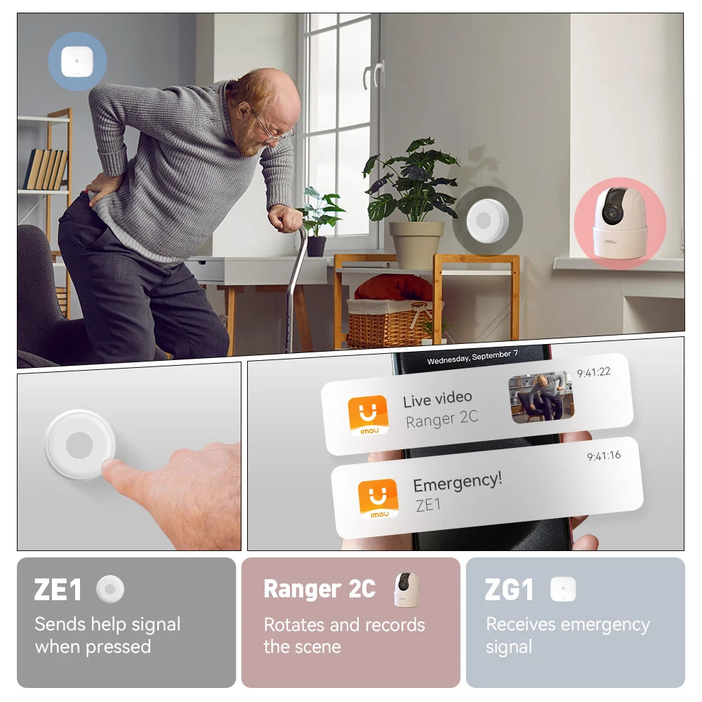 IMOU Sistema de alarma Maison WiFi Zigbee 3.0 – Captores de movimiento y apertura con Sirène, aplicación de notificaciones y compatibilidad con Alexa