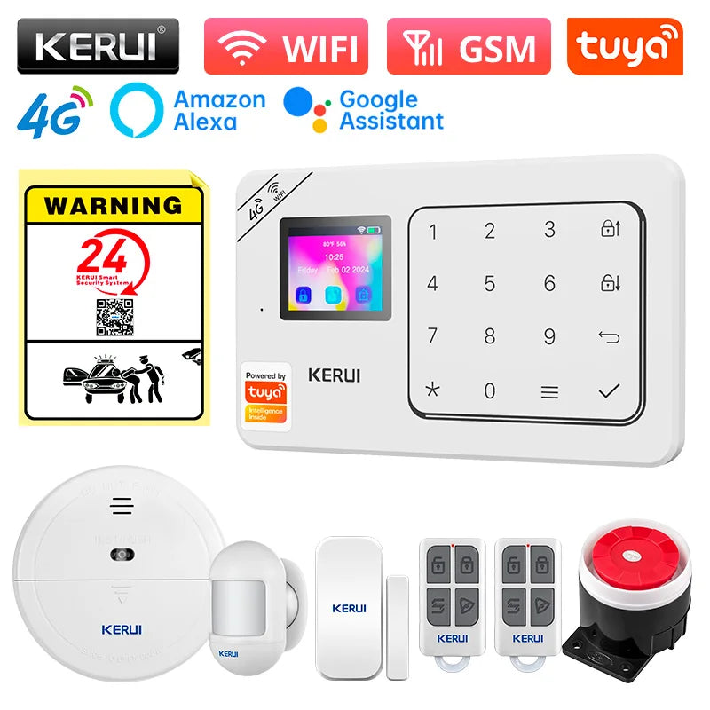 KERUI W184 – Sistema de alarma Casa 4G y WiFi Tuya con Livraison Rapide desde Europa, Kit Sans Fil con Capteurs y Protección Anti-Intrusión 