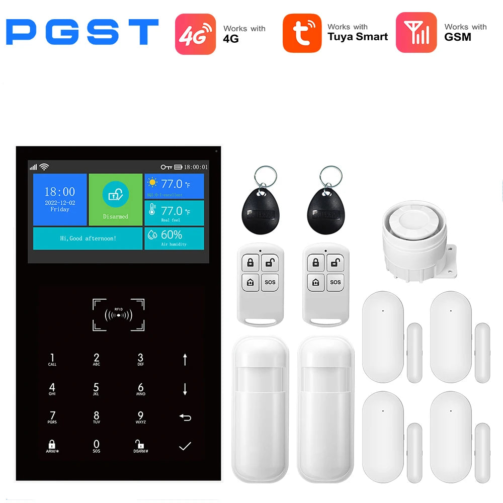 PGST 109-4G – Sistema de alarma Maison Connecté Tuya WiFi y 4G, Seguridad sin filtro con aplicación Smart Life, Capteurs de Porte et Sirène