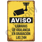 Panneau Vintage CCTV en Métal 20 x 30 cm – Plaque Murale “Vidéosurveillance 24h” pour Bar, Garage, Café et Maison