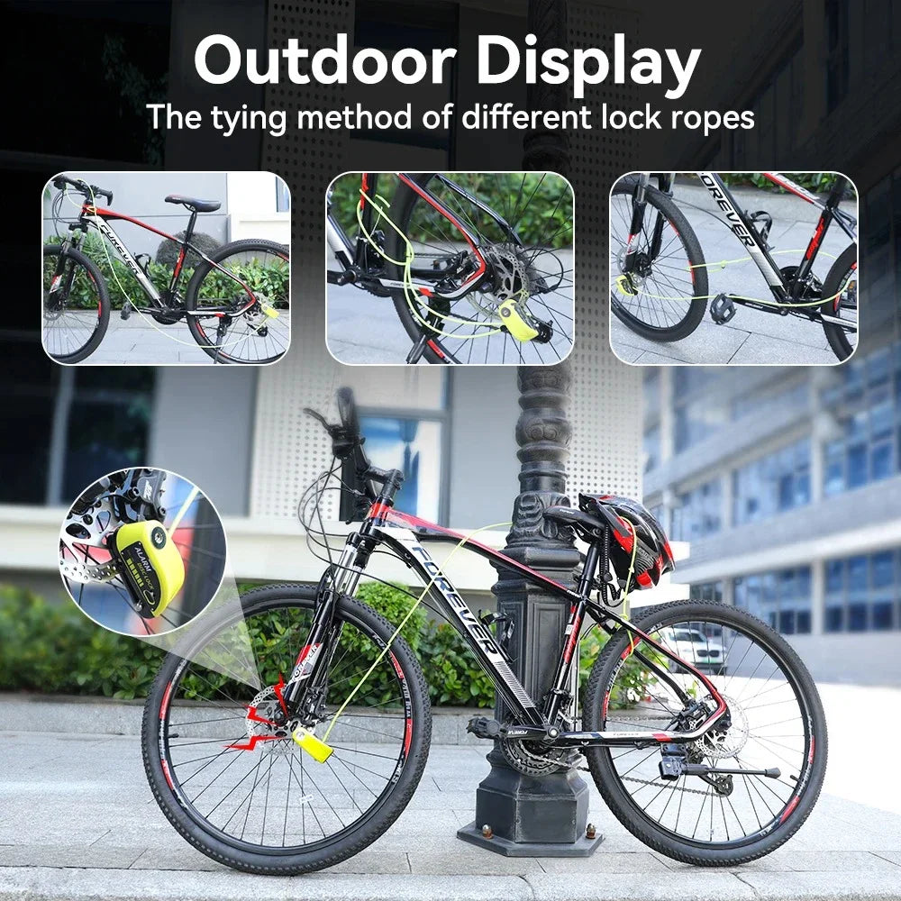 Antivol Alarme Rechargeable Bloomoto pour Moto et Vélo – Bloque-Disque 110 dB avec Câble de Sécurité et Recharge USB-C