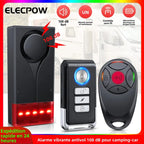 Elecpow Alarme Antivol Sans Fil 108 dB pour Voiture et Camping-Car – Détecteur de Vibration avec Télécommande et Alerte Sonore & Lumineuse