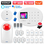 KERUI W202 – Sistema de alarma Maison Connecté Tuya WiFi &amp; GSM 433 MHz, Kit Seguridad Sans Fil con detector de movimiento, Capteurs Porte/Fenêtre et Sirène 