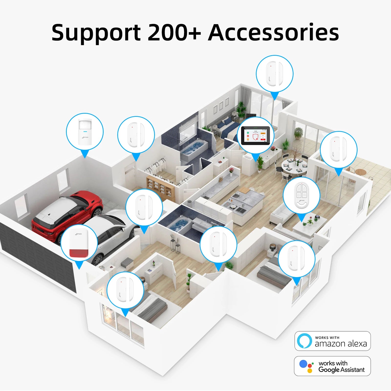 CPVAN CP10 Pro – Système d’Alarme Maison WiFi + 4G Tuya avec Écran Tactile 7" et Sirène 110 dB