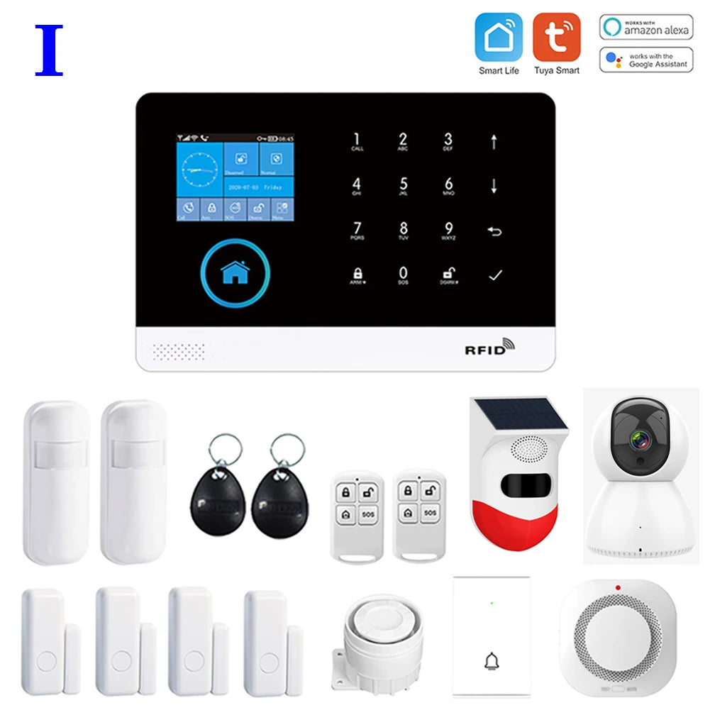 Système d’Alarme Maison TAIBOAN WiFi + GSM Tuya 433 MHz avec Écran et Sirène – Centrale d’Alarme Sans Fil Intelligente