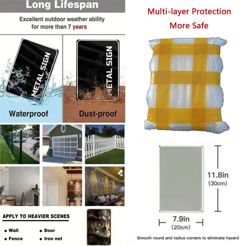 Panneau Métallique “Maison Sous Vidéosurveillance 24h/24” – Señalización de seguridad exterior duradera y decorativa 