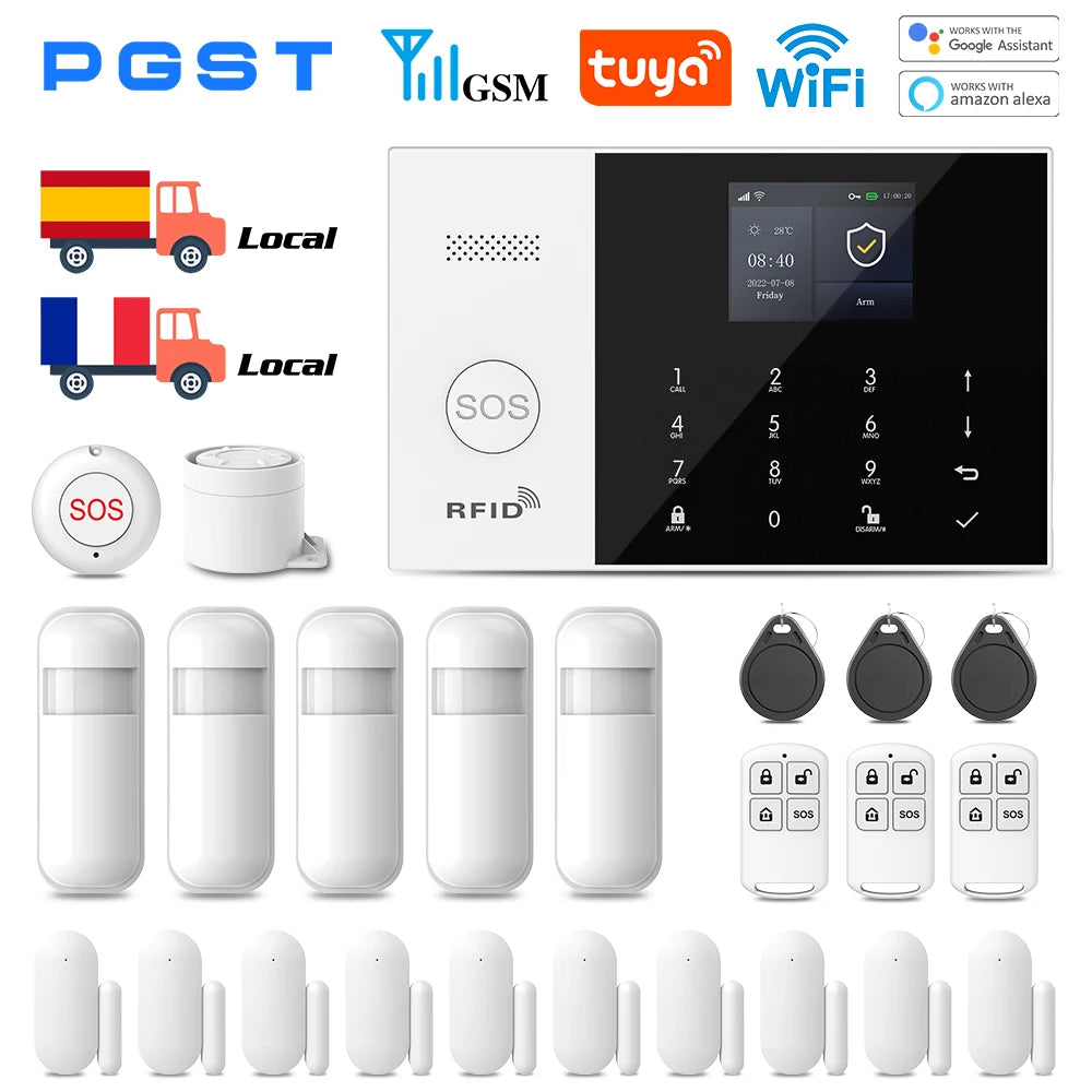 PGST 105-2G – Sistema de alarma Maison Connecté WiFi 2G 433 MHz Tuya Smart Life, pantalla y teclado, compatible con Alexa y Google