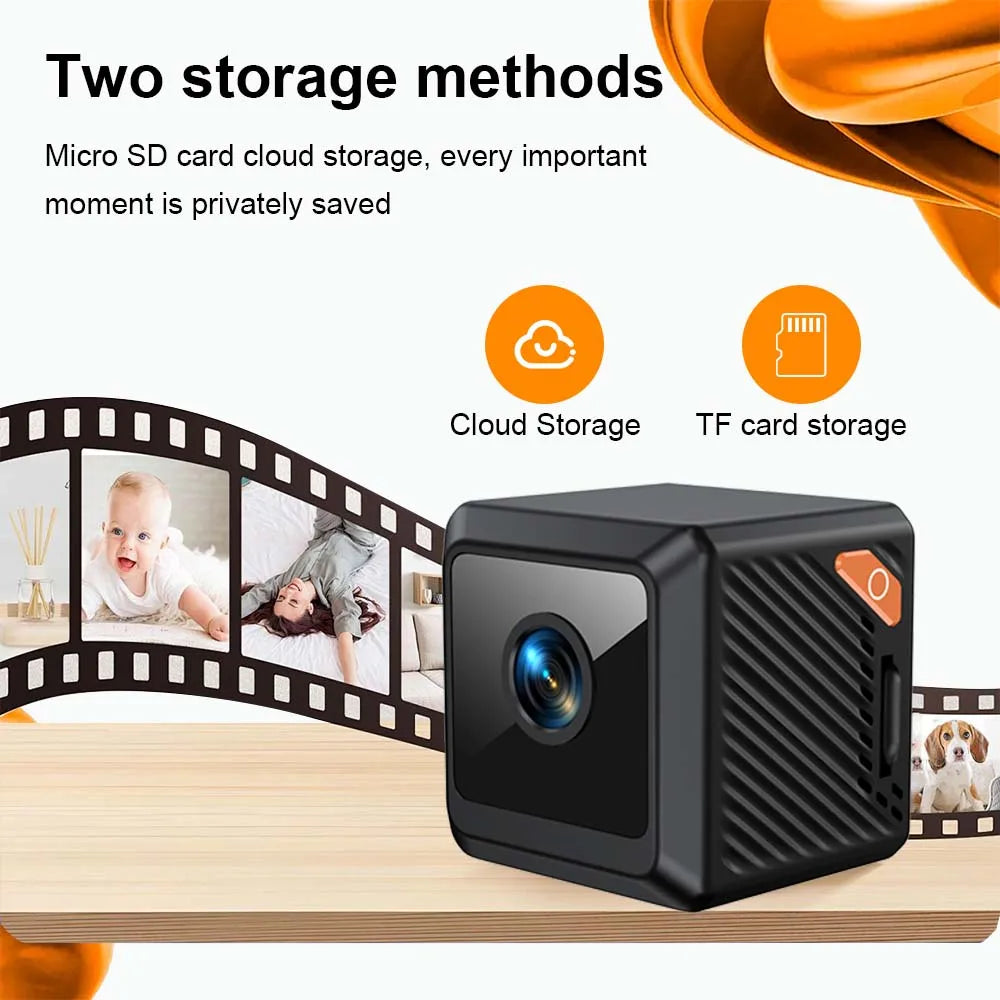 Mini Caméra de Surveillance WiFi W02 1080P avec Vision Nocturne – Caméra de Sécurité Intérieure et Extérieure IP66, Batterie Intégrée