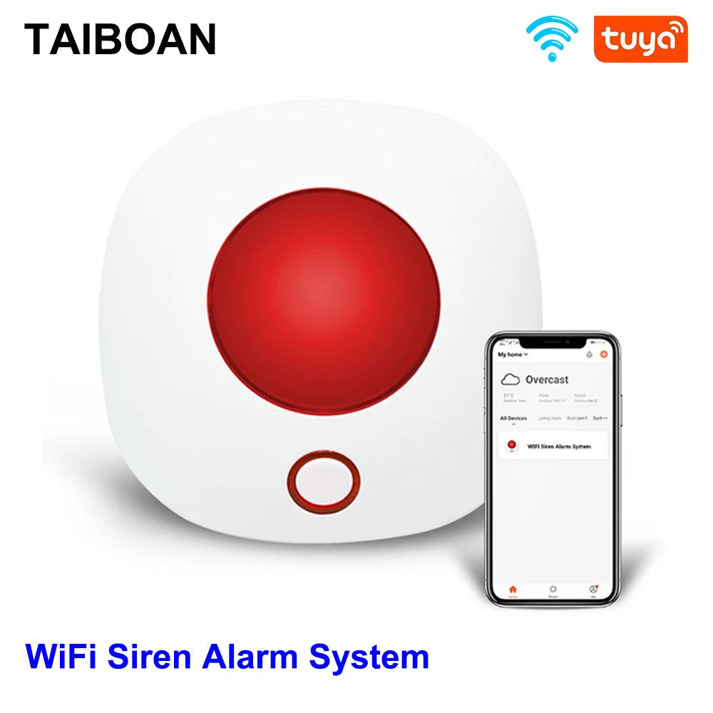 Sirène d'Alarme Connectée WiFi Tuya 110 dB con Flash Lumineux – Seguridad inteligente para casa y baño