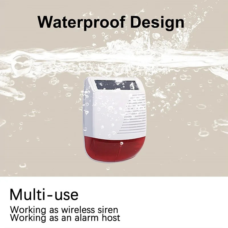 Sirène Extérieure Sans Fil Solaire 433 MHz 110 dB avec Flash – Étanche IP65 et Batterie Longue Autonomie