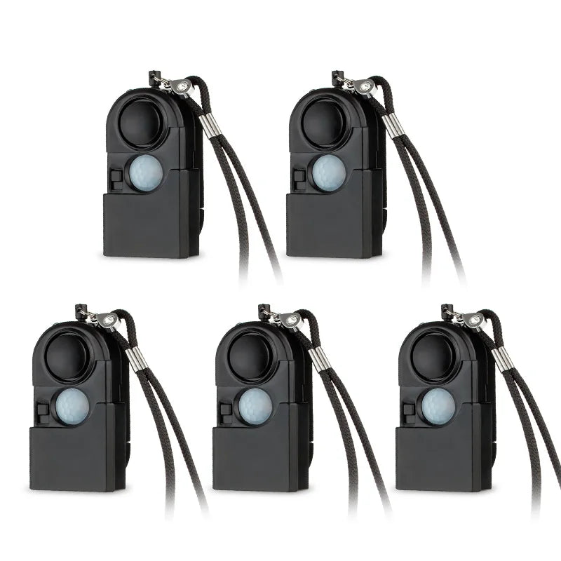 KERUI Alarma personal portátil con detector de movimiento PIR y Sirène 120 dB – Mini alarma de seguridad con LED SOS para viajes, casas y niños 