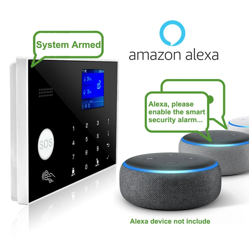 Sistema de alarma doméstica WiFi + GSM Earykong ER-G50 – Kit de seguridad sin filtro con captador de movimiento y apertura, compatible con Tuya, Alexa y Google Assistant