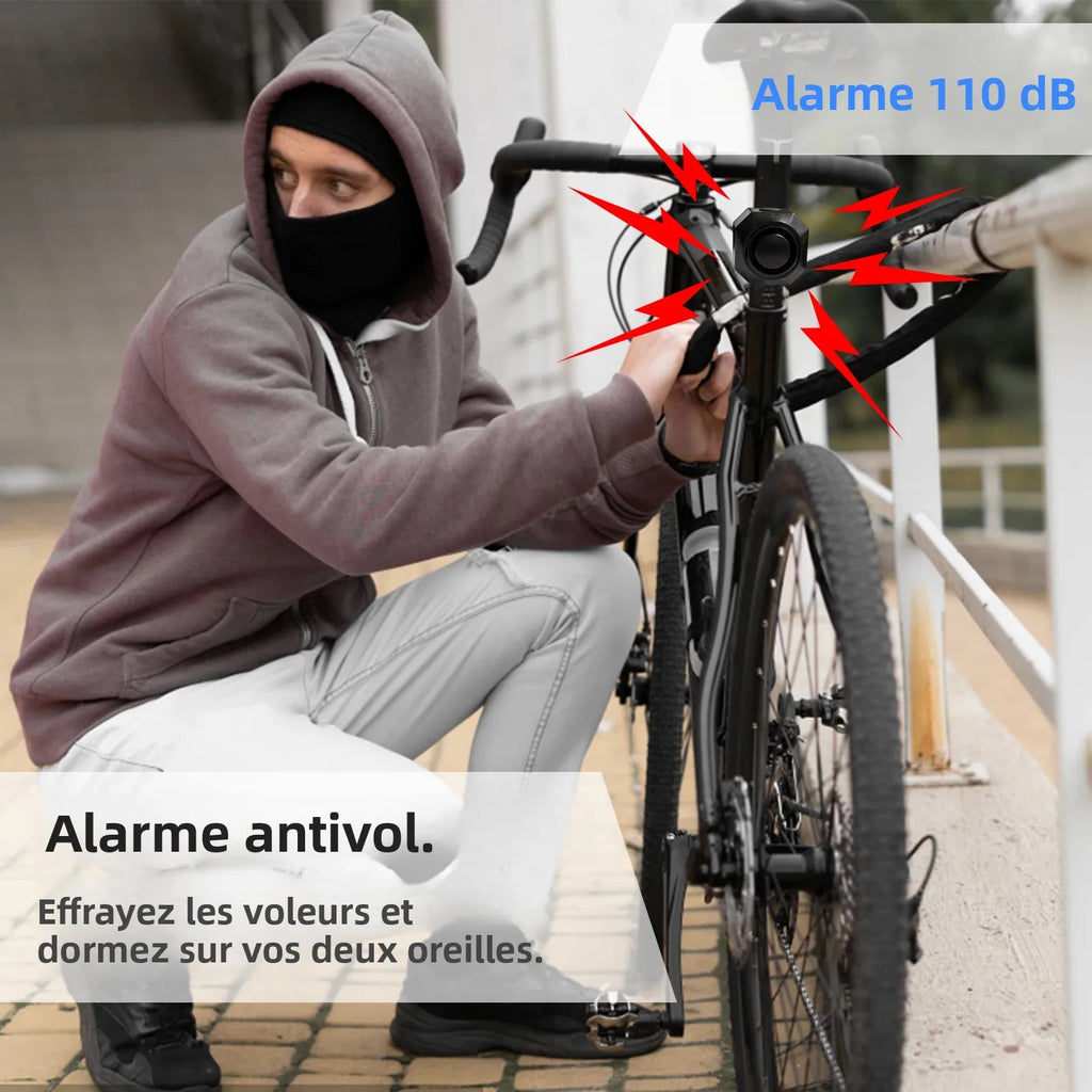 Extractme Alarme Vélo et Moto Sans Fil 110 dB Recargable USB – Detector de vibración Étanche IPX5 para Vélo, Scooter y Deux-Roues