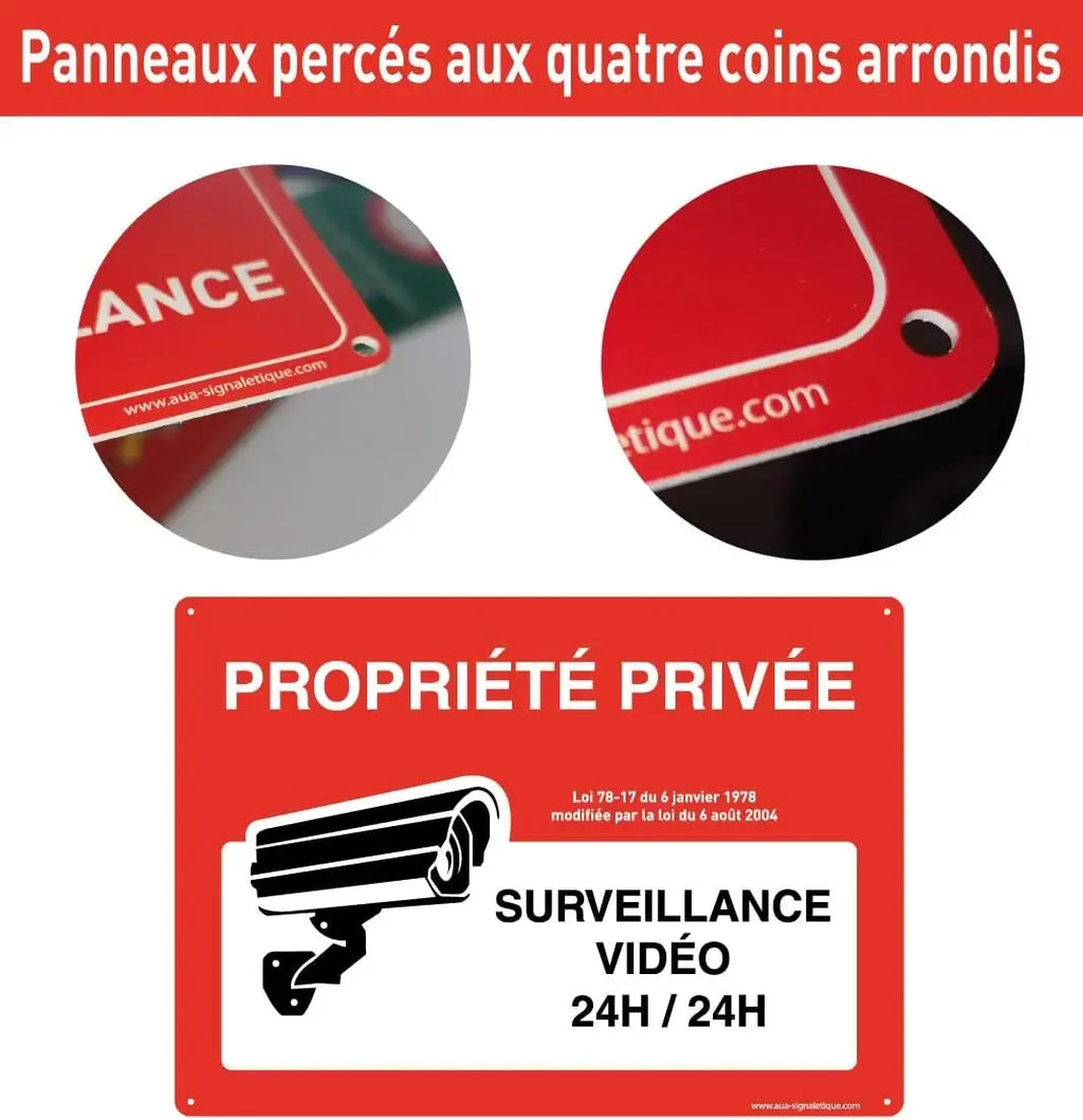 Panneau de Signalisation Sécurité en Aluminium – Alarme Vidéo, Accès Interdit, Propriété Privée, Attention Véhicules et Chien de Garde