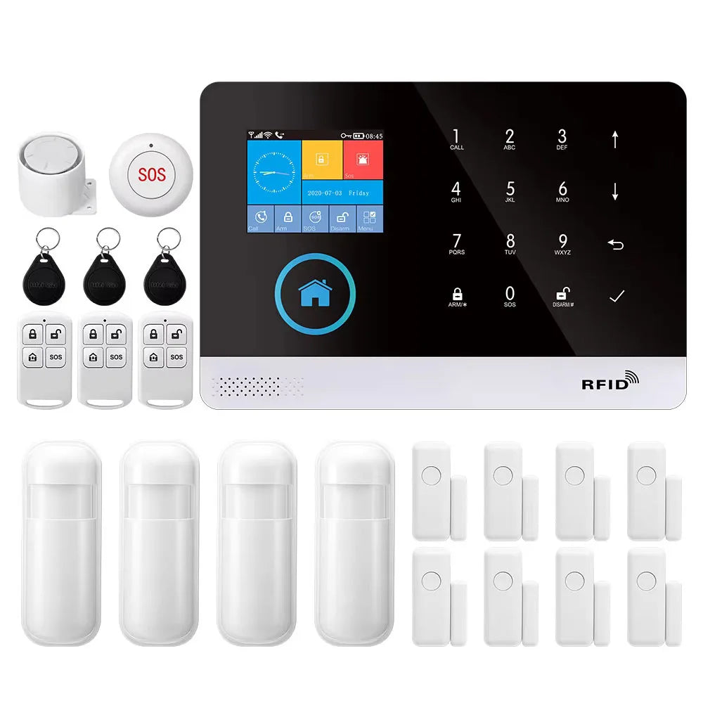 Sistema de alarma Maison PGST 2G GSM WiFi con Alexa y Tuya – Kit de seguridad conectado con detectores de apertura y movimiento