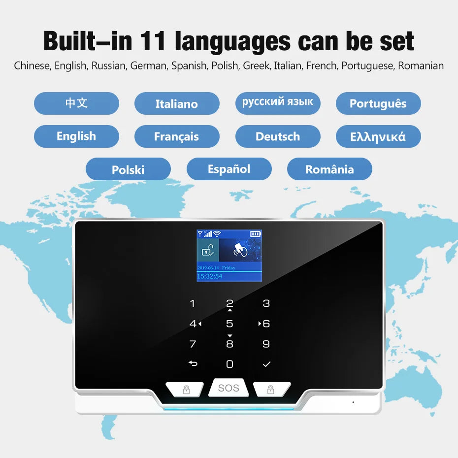 KERUI G20 – Hausalarmsystem mit WiFi- und GSM-Verbindung, kabelloser Sicherheit mit farbigem Bildschirm, Tür-/Fensterschutz und Bewegungsmelder