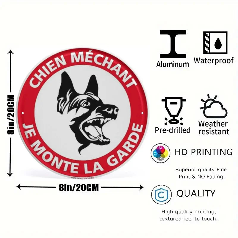 Panneau Rond en Aluminium “Propriété Privée – Accès Interdit – Vidéosurveillance” 20 cm – Signalisation de Sécurité Extérieure et Intérieure