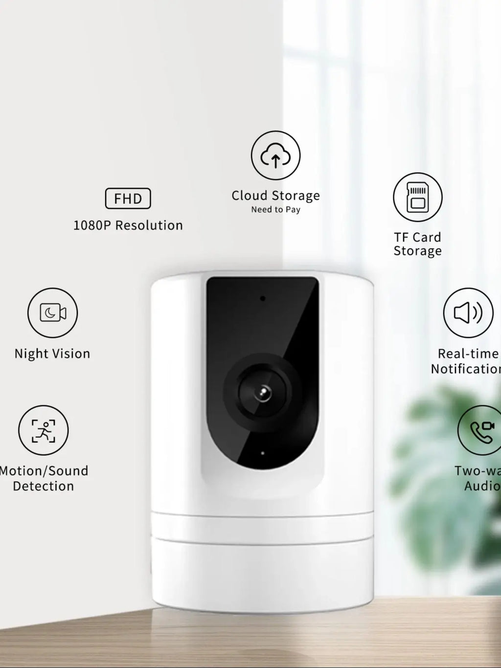 Cámara interna conectada BoyKeep 1080P – Cámara para animales y bebés, rotación de 360°, audio bidireccional y vigilancia a través de teléfono inteligente 