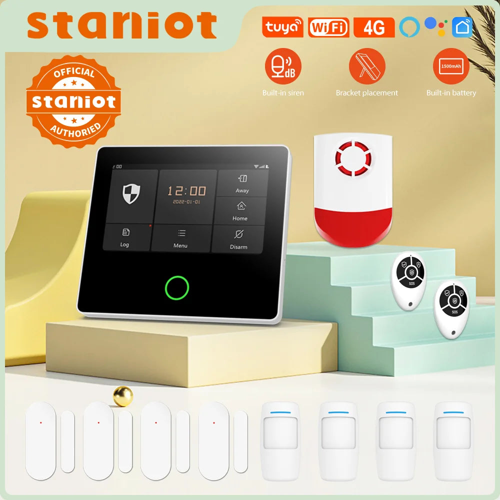 Staniot SecPanel 5 H502-4G - Sistema de alarma Maison Connecté 4G + WiFi con Sirène 105 dB, pantalla táctil y control Tuya / Alexa 
