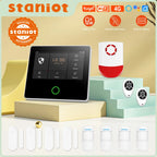 Staniot SecPanel 5 H502-4G - Sistema de alarma Maison Connecté 4G + WiFi con Sirène 105 dB, pantalla táctil y control Tuya / Alexa 