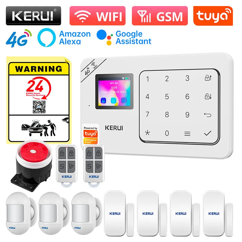KERUI W184 – Sistema de alarma Maison Sans Fil 4G &amp; WiFi Tuya con Livraison Rapide desde Europa, Kit de Seguridad Conectado Anti-Intrusión 