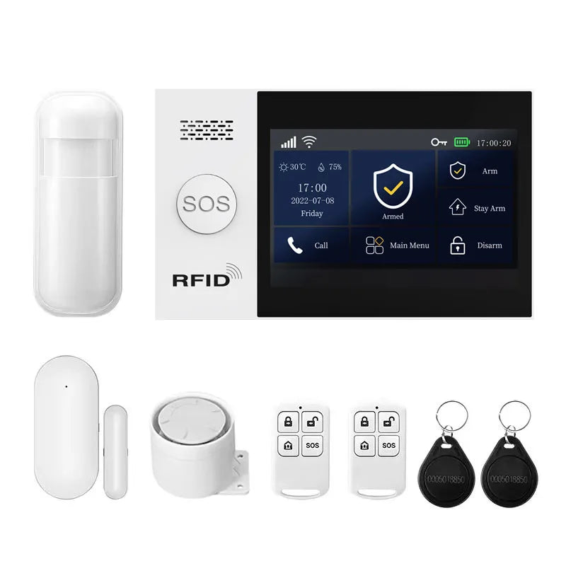 PGST A107F – Système d’Alarme Maison Connecté 4G WiFi Tuya Smart Life, Compatible Alexa et Google, Kit de Sécurité Complet