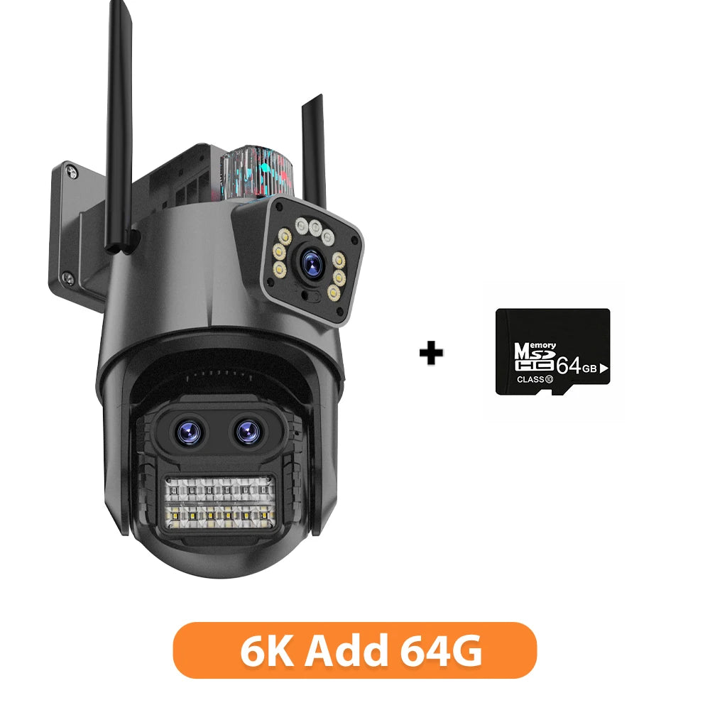 Caméra de Surveillance Wonsdar PTZ WiFi Triple Objectif 6K / Double Écran – Zoom Hybride 8X, Suivi Automatique, Vision Nocturne Couleur, Audio Bidirectionnel