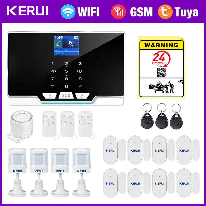 KERUI G20 - Sistema de alarma Casa Conectada Tuya Smart con color de pantalla, Sirène y detectores Sans Fil 433 MHz, Compatible Alexa 