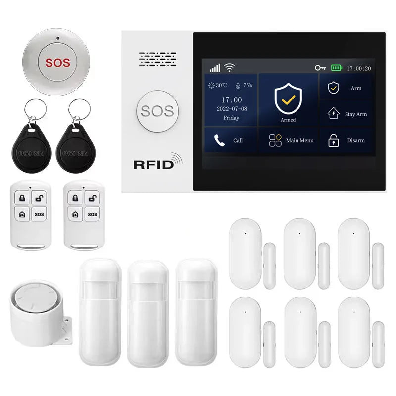 PGST A107F – Système d’Alarme Maison Connecté 4G WiFi Tuya Smart Life, Compatible Alexa et Google, Kit de Sécurité Complet