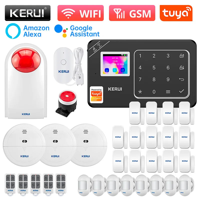 KERUI W181 – Système d’Alarme Maison Connecté Tuya WiFi & GSM 433 MHz, Kit Sécurité Sans Fil avec Détecteur de Mouvement, Capteurs Porte/Fenêtre et Compatibilité Caméra IP
