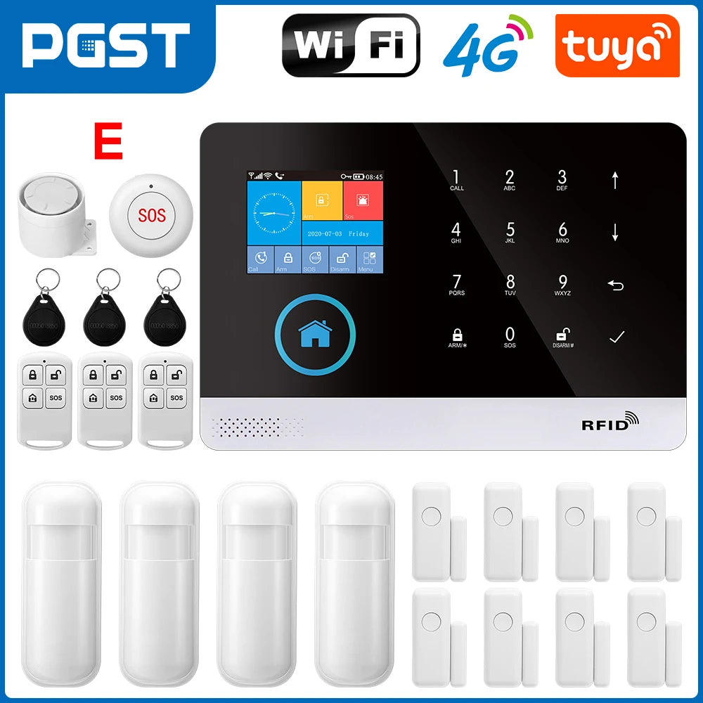 Sistema de alarma Maison Tuya 4G GSM WiFi PGST – Kit de seguridad conectado sin filtro con aplicación y compatibilidad Alexa para apartamento, oficina y garaje 