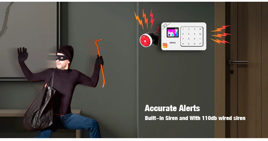 KERUI W181 (PG106) – Hausalarmsystem mit WiFi- und GSM-Verbindung, Sans-Fil-Sicherheitsset mit Bewegungsmelder, Tür-/Fensterschutz und Sirene