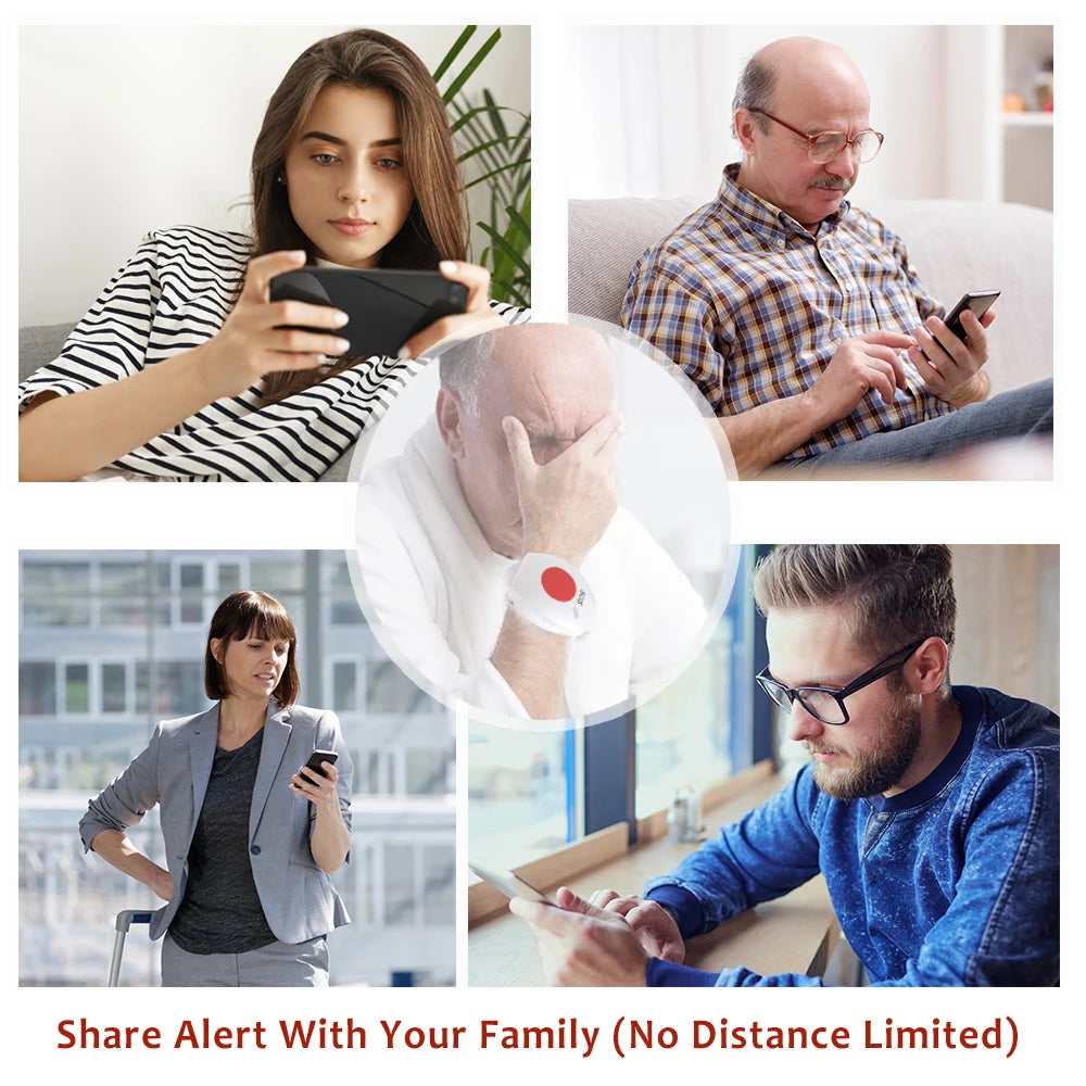 TOPVICO Pulsera SOS WiFi Tuya – Sistema de alerta de urgencia para personas mayores con buscapersonas sin filtro y notificaciones Smartphone