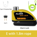 Rockbye Antivol à Disque avec Alarme 120 dB Rechargeable – Bloque-Disque Étanche pour Moto, Scooter et Vélo avec Câble de Sécurité