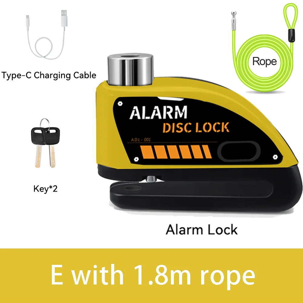 Rockbye Antivol à Disque avec Alarme 120 dB Rechargeable – Bloque-Disque Étanche pour Moto, Scooter et Vélo avec Câble de Sécurité