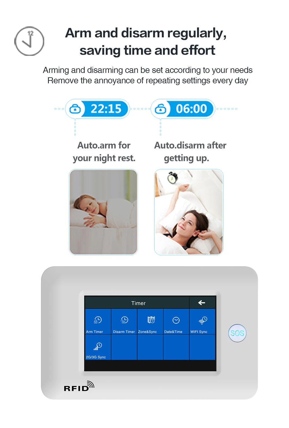 SMARSECUR TY-106 – Sistema de Alarma Casa Conectado WiFi &amp; GSM 2G/4G, Pantalla Táctil 4,3", RFID, Compatible con Tuya, Alexa y Google Assistant 