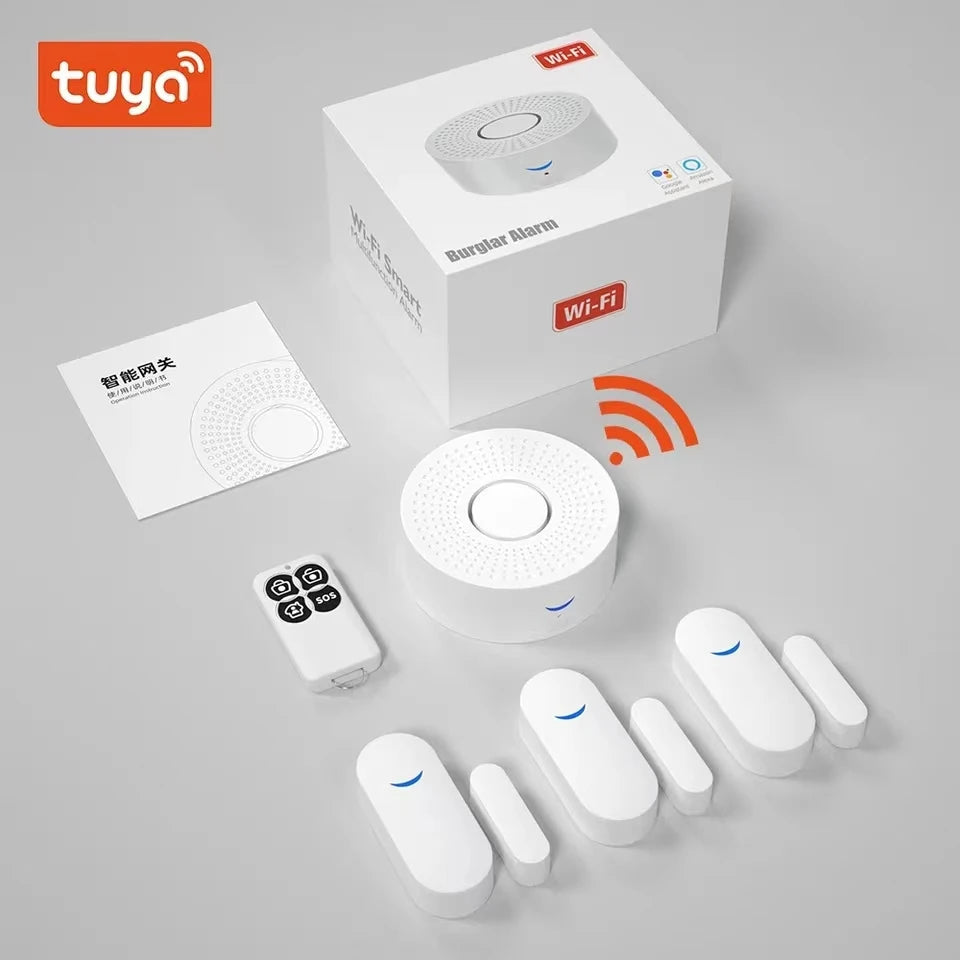 Alarmsystem Maison Connecté Tuya WiFi 433 MHz mit Sirene 120 dB – Kit Sans Fil Smart Life, kompatibel mit Alexa und Google 