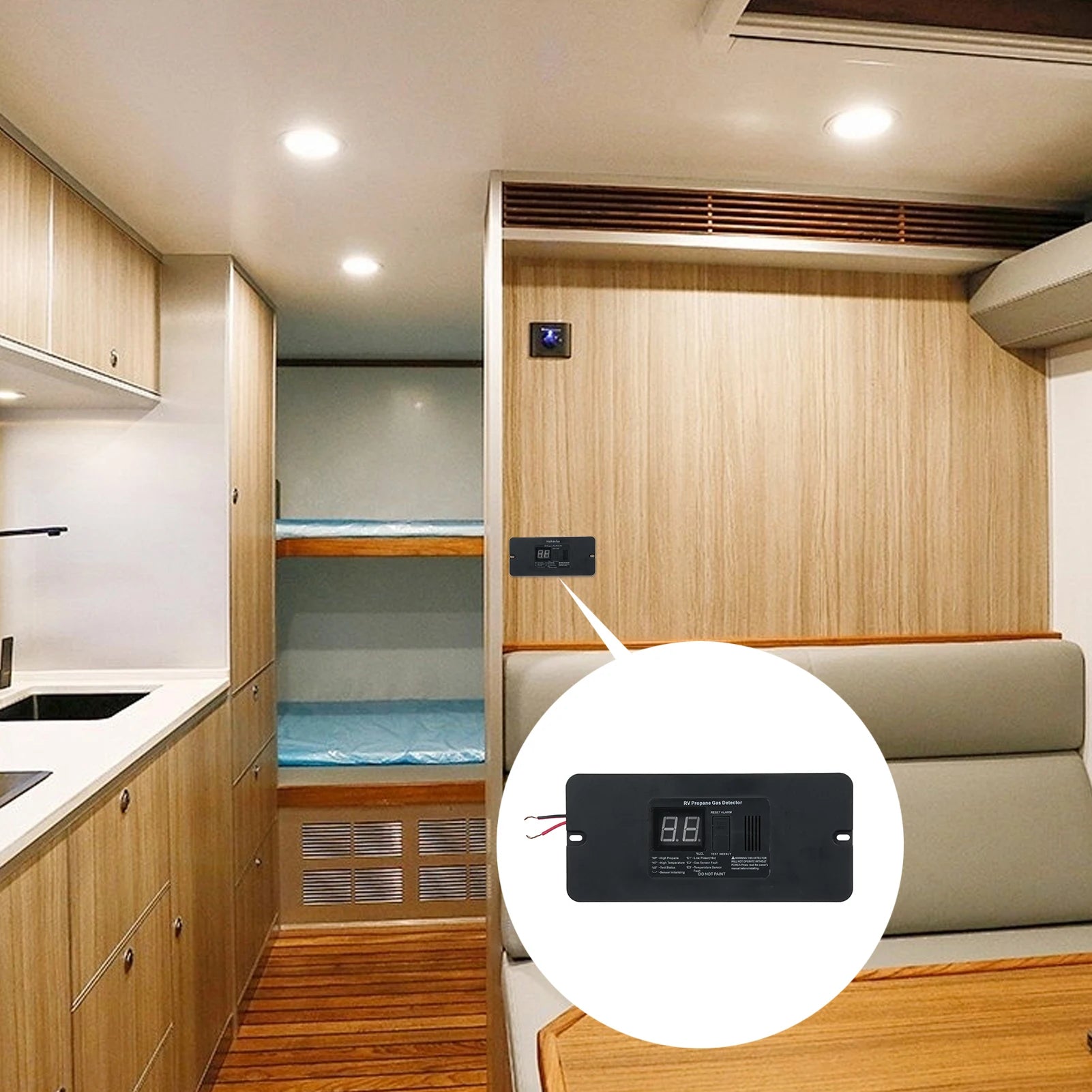 Détecteur de Gaz Propane Numérique 12V pour Camping-Car et Mobil-Home – Alarme Puissante 85 dB avec Écran Digital