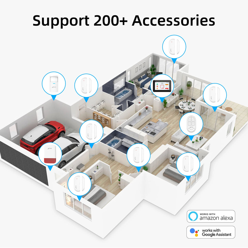 CPVAN CP10 Pro Nuevo – Sistema de alarma Casa WiFi + 4G Tuya con pantalla táctil de 7", Sirène 115 dB y batería 5000 mAh